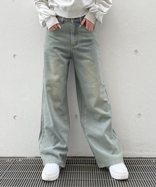 one way（ワンウェイ）の「バックリボンワイドデニムパンツ（デニムパンツ・レディース・ブラック/ブルー・SMALL/MEDIUM）」の12枚目の写真