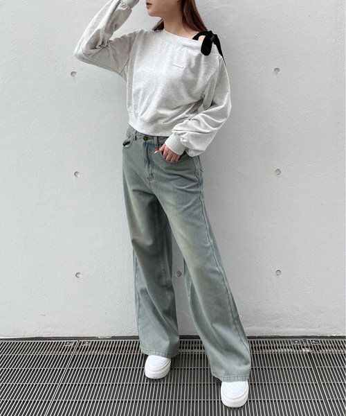 one way（ワンウェイ）の「バックリボンワイドデニムパンツ（デニムパンツ・レディース・ブラック/ブルー・SMALL/MEDIUM）」の10枚目の写真