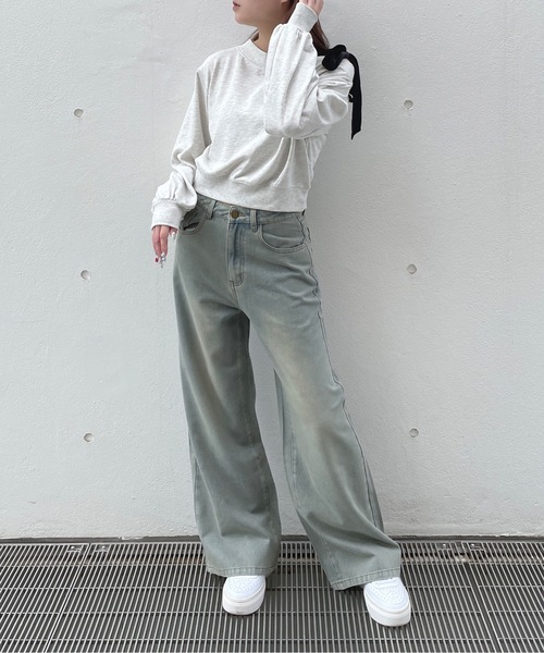 one way（ワンウェイ）の「バックリボンワイドデニムパンツ（デニムパンツ・レディース・ブラック/ブルー・SMALL/MEDIUM）」の13枚目の写真