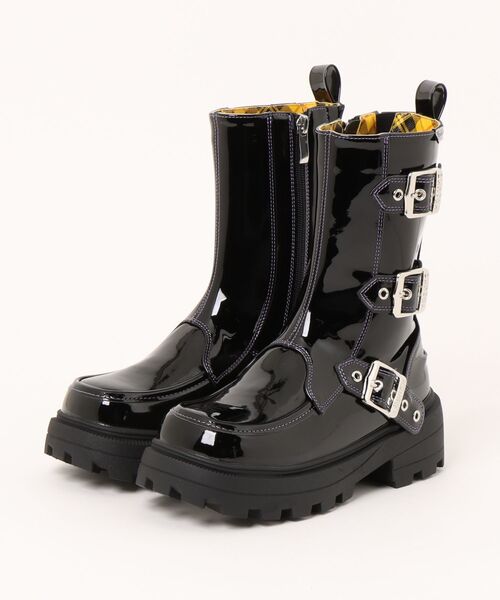 YOSUKE(ヨースケ)の「「YOSUKE/ヨースケ」厚底ベルティッドショートブーツ(ブーツ・レディース・ブラック×パープル/ホワイト×ブラック/ブラック/ワイン・37/36/35/40/39/38)」の3枚目の写真