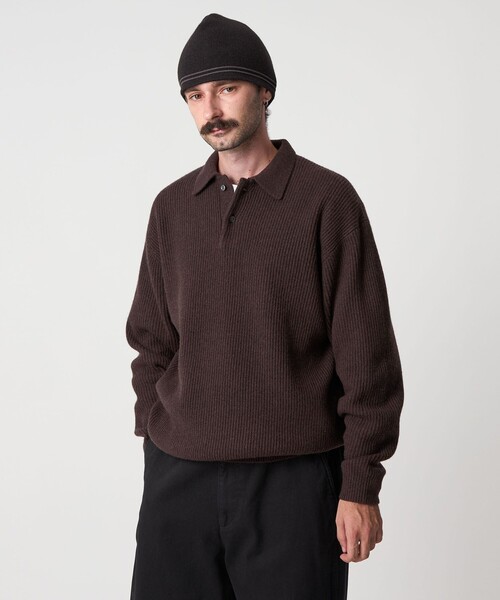 Steven Alan＞ オーストラリアンラムズウール ポロカラー ニット