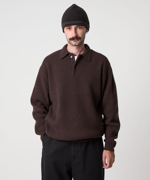 Steven Alan＞ オーストラリアンラムズウール ポロカラー ニット