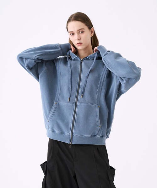 KUUUPY(クーピー)の「Pigment-Dyed Double-Zip Hoodie - ピグメント加工ダブルジップパーカー(パーカー・メンズ・ブルー/ブラック・LARGE/MEDIUM/SMALL)」の10枚目の写真