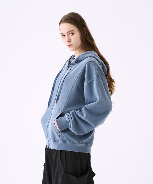 KUUUPY(クーピー)の「Pigment-Dyed Double-Zip Hoodie - ピグメント加工ダブルジップパーカー(パーカー・メンズ・ブルー/ブラック・LARGE/MEDIUM/SMALL)」の11枚目の写真