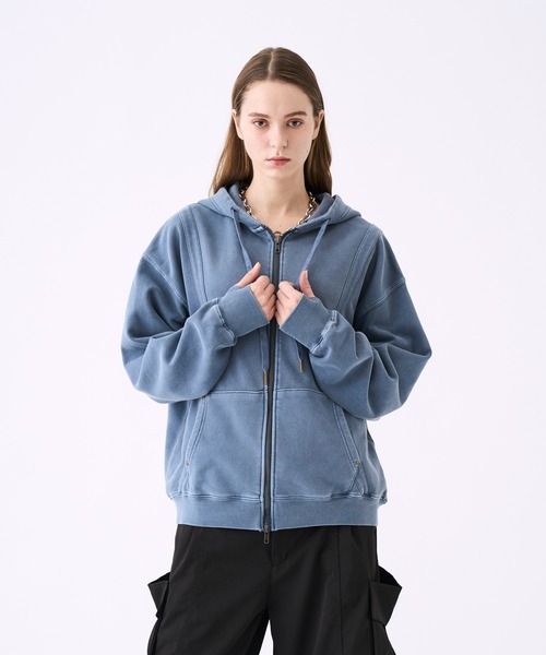 KUUUPY(クーピー)の「Pigment-Dyed Double-Zip Hoodie - ピグメント加工ダブルジップパーカー(パーカー・メンズ・ブルー/ブラック・LARGE/MEDIUM/SMALL)」の9枚目の写真