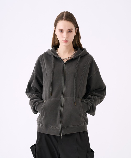 KUUUPY(クーピー)の「Pigment-Dyed Double-Zip Hoodie - ピグメント加工ダブルジップパーカー(パーカー・メンズ・ブルー/ブラック・LARGE/MEDIUM/SMALL)」の4枚目の写真