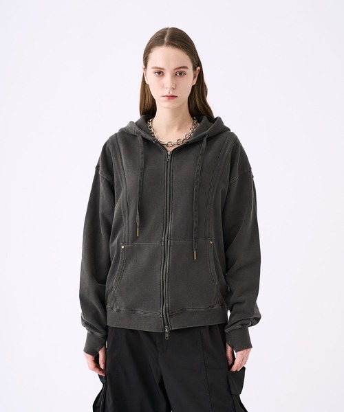 KUUUPY(クーピー)の「Pigment-Dyed Double-Zip Hoodie - ピグメント加工ダブルジップパーカー(パーカー・メンズ・ブルー/ブラック・LARGE/MEDIUM/SMALL)」の3枚目の写真