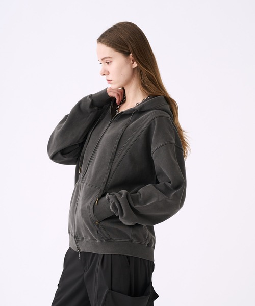 KUUUPY(クーピー)の「Pigment-Dyed Double-Zip Hoodie - ピグメント加工ダブルジップパーカー(パーカー・メンズ・ブルー/ブラック・LARGE/MEDIUM/SMALL)」の5枚目の写真