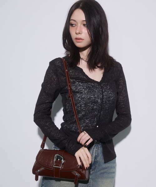 ENVYM（アンビー）の「Wファスナーハンドバッグ（ハンドバッグ・レディース・ボルドー/ブラック・FREE）」の5枚目の写真