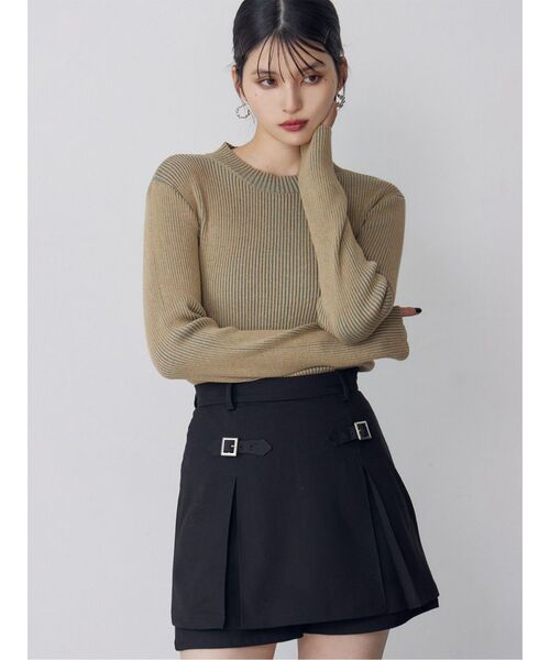 MURUA（ムルーア）の「メランジバイカラーリブニット（ニット/セーター・レディース・ベージュ/ブラック/ブラウン/レッド/ブルー・FREE）」の3枚目の写真