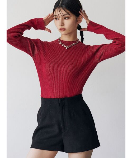 MURUA（ムルーア）の「メランジバイカラーリブニット（ニット/セーター・レディース・ベージュ/ブラック/ブラウン/レッド/ブルー・FREE）」の5枚目の写真