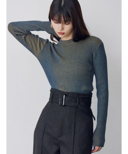 MURUA（ムルーア）の「メランジバイカラーリブニット（ニット/セーター・レディース・ベージュ/ブラック/ブラウン/レッド/ブルー・FREE）」の4枚目の写真