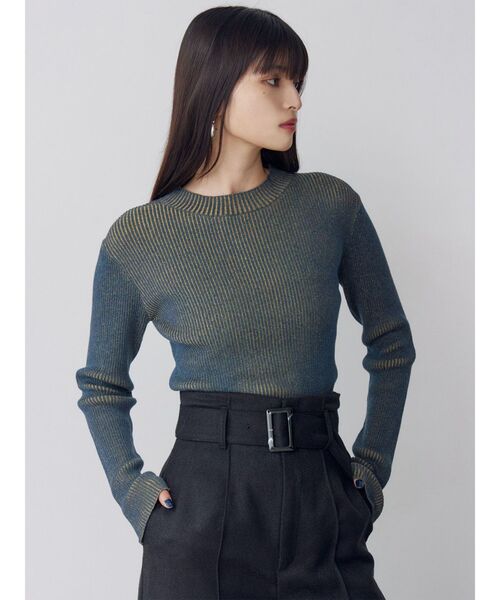 MURUA（ムルーア）の「メランジバイカラーリブニット（ニット/セーター・レディース・ベージュ/ブラック/ブラウン/レッド/ブルー・FREE）」の6枚目の写真