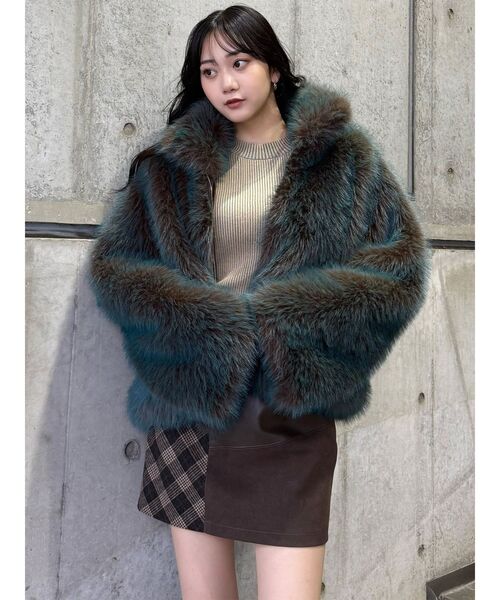 MURUA（ムルーア）の「メランジバイカラーリブニット（ニット/セーター・レディース・ベージュ/ブラック/ブラウン/レッド/ブルー・FREE）」の21枚目の写真