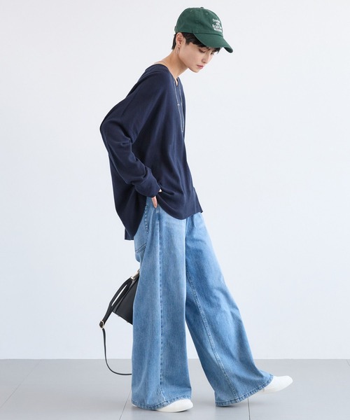 BARNYARDSTORM（バンヤードストーム）の「BARNYARDSTORM / ホールガーメントＶワイドニット / ハンドウォッシャブル【MADE IN JAPAN】（ニット/セーター・レディース・ブルー/ベージュ/ネイビー・FREE）」の15枚目の写真