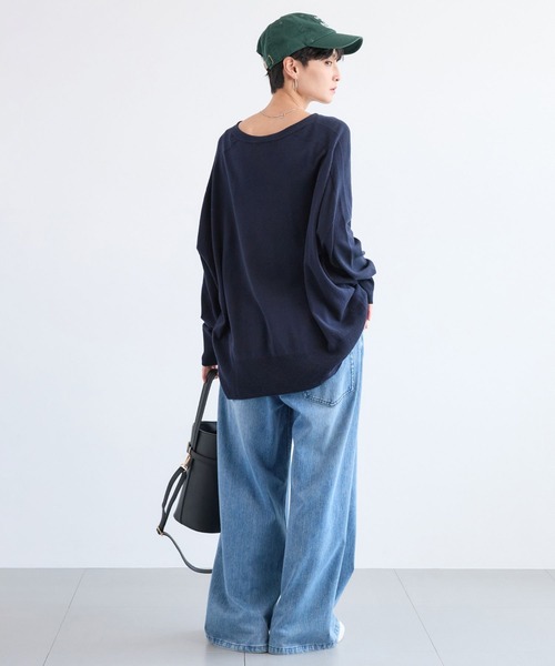 BARNYARDSTORM（バンヤードストーム）の「BARNYARDSTORM / ホールガーメントＶワイドニット / ハンドウォッシャブル【MADE IN JAPAN】（ニット/セーター・レディース・ブルー/ベージュ/ネイビー・FREE）」の16枚目の写真