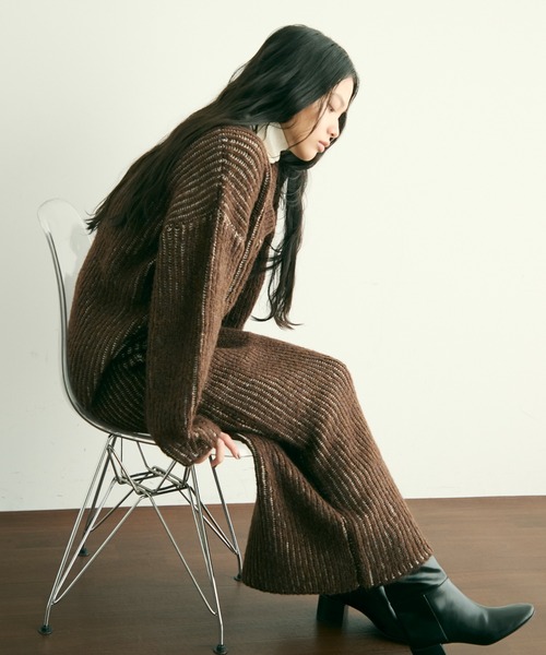 SHARE2000　カーキ タイトスカート セール】両畦ストライプアルパカタッチタイトスカート（スカート