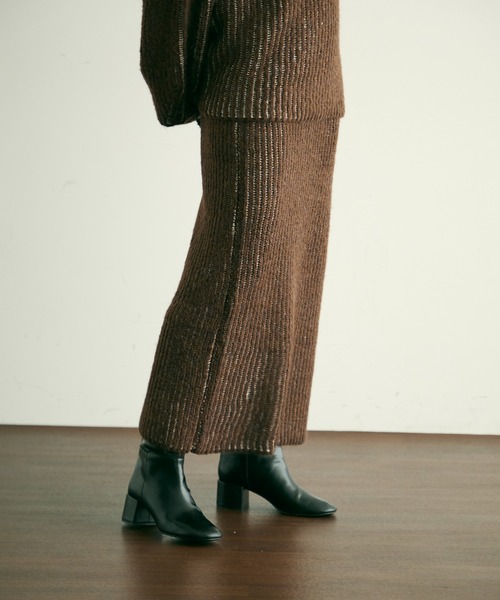 セール】両畦ストライプアルパカタッチタイトスカート（スカート