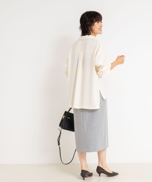 NOLLEY’S Sophi(ノーリーズソフィ)の「ウォッシャブルベルト付きラップ風タイトスカート(スカート・レディース・ライトグレー/ベージュ/サックスブルー・40/38/36/34)」の6枚目の写真