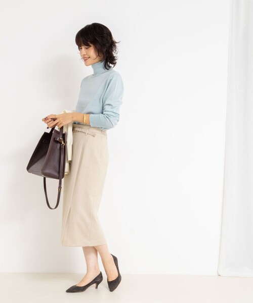 NOLLEY’S Sophi(ノーリーズソフィ)の「ウォッシャブルベルト付きラップ風タイトスカート(スカート・レディース・ライトグレー/ベージュ/サックスブルー・40/38/36/34)」の9枚目の写真