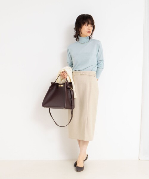 NOLLEY’S Sophi(ノーリーズソフィ)の「ウォッシャブルベルト付きラップ風タイトスカート(スカート・レディース・ライトグレー/ベージュ/サックスブルー・40/38/36/34)」の17枚目の写真