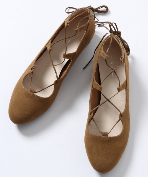 A part by(アパートバイ)の「レースUPインヒールバレエシューズ 713374(バレエシューズ・レディース・ブラック/ベビーピンク/キャメル/アイボリー・38/24.5cm/37/23.5cm)」の4枚目の写真