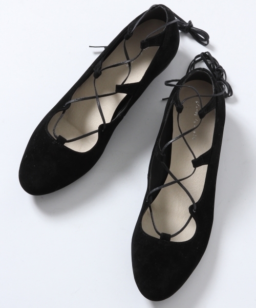 A part by(アパートバイ)の「レースUPインヒールバレエシューズ 713374(バレエシューズ・レディース・ブラック/ベビーピンク/キャメル/アイボリー・38/24.5cm/37/23.5cm)」の3枚目の写真