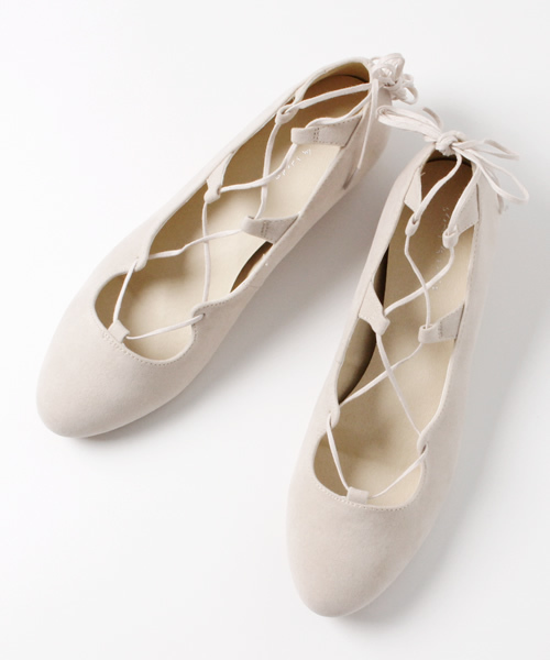 A part by(アパートバイ)の「レースUPインヒールバレエシューズ 713374(バレエシューズ・レディース・ブラック/ベビーピンク/キャメル/アイボリー・38/24.5cm/37/23.5cm)」の2枚目の写真