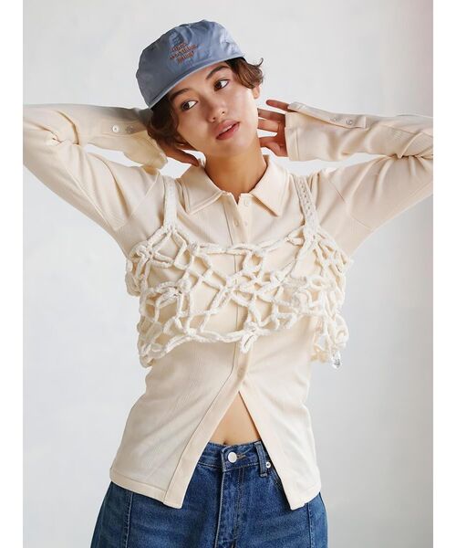 FIKA.(フィーカ)の「Flower motif knit bustier(その他トップス・レディース・ブラック/ブラウン/オフホワイト・MEDIUM)」の10枚目の写真