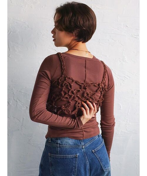 FIKA.(フィーカ)の「Flower motif knit bustier(その他トップス・レディース・ブラック/ブラウン/オフホワイト・MEDIUM)」の15枚目の写真