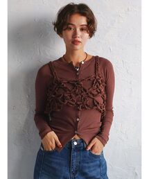 Flower motif knit bustier