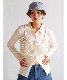 Flower motif knit bustier