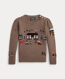 Polo ロゴ　ニットセーター ベージュ/ブルー POLO RALPH LAUREN｜ポロ ラルフ ローレンのニット/セーター（ベージュ