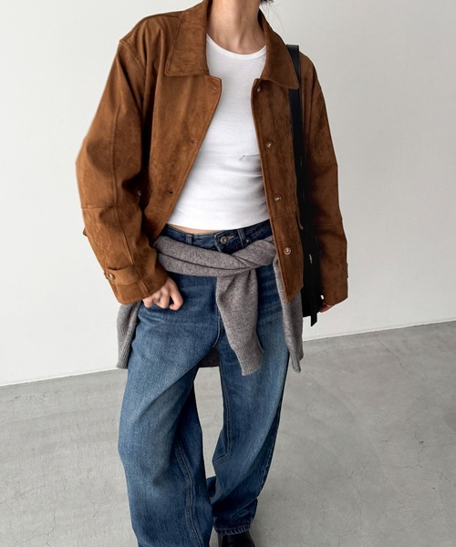 CANAL JEAN(キャナルジーン)の「El mar 合皮スウェードショートジャケット(その他アウター・レディース・キャメル・ONE SIZE)」の1枚目の写真