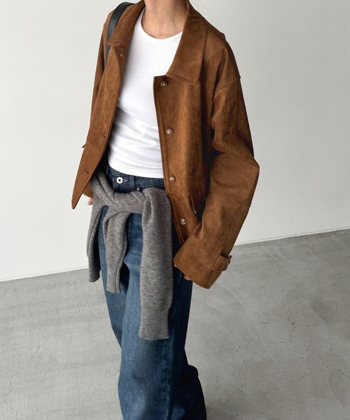 CANAL JEAN(キャナルジーン)の「El mar 合皮スウェードショートジャケット(その他アウター・レディース・キャメル・ONE SIZE)」の2枚目の写真
