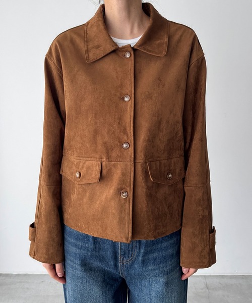 CANAL JEAN(キャナルジーン)の「El mar 合皮スウェードショートジャケット(その他アウター・レディース・キャメル・ONE SIZE)」の4枚目の写真