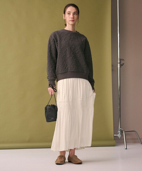 BEAUTY&YOUTH UNITED ARROWS（ビューティーアンドユースユナイテッドアローズ）の「【WEB限定】シャーリング キリカエ フレアスカート（スカート・レディース・オフホワイト/ネイビー/ライム・FREE）」の10枚目の写真