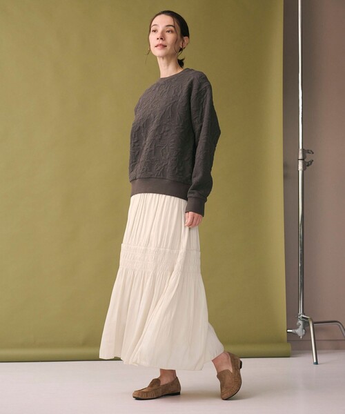 BEAUTY&YOUTH UNITED ARROWS（ビューティーアンドユースユナイテッドアローズ）の「【WEB限定】シャーリング キリカエ フレアスカート（スカート・レディース・オフホワイト/ネイビー/ライム・FREE）」の11枚目の写真