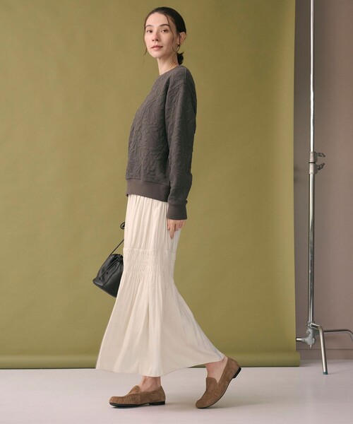 BEAUTY&YOUTH UNITED ARROWS（ビューティーアンドユースユナイテッドアローズ）の「【WEB限定】シャーリング キリカエ フレアスカート（スカート・レディース・オフホワイト/ネイビー/ライム・FREE）」の12枚目の写真