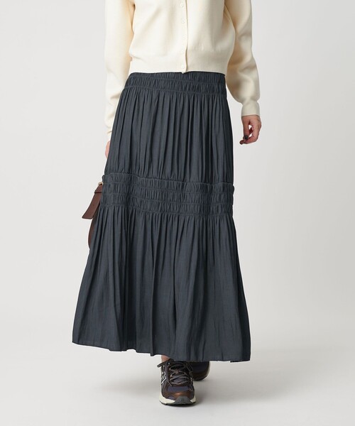 BEAUTY&YOUTH UNITED ARROWS（ビューティーアンドユースユナイテッドアローズ）の「【WEB限定】シャーリング キリカエ フレアスカート（スカート・レディース・オフホワイト/ネイビー/ライム・FREE）」の14枚目の写真