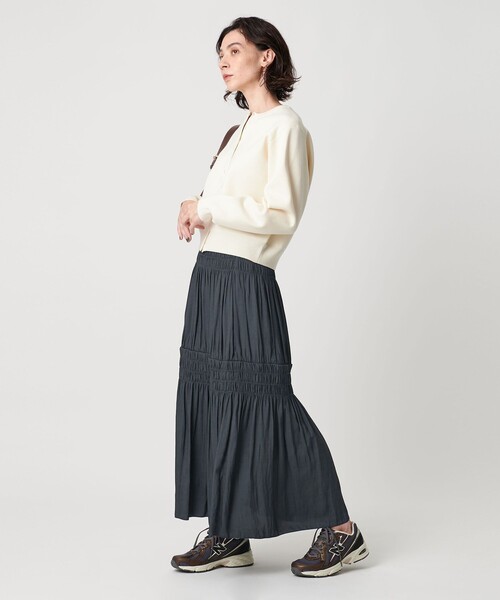 BEAUTY&YOUTH UNITED ARROWS（ビューティーアンドユースユナイテッドアローズ）の「【WEB限定】シャーリング キリカエ フレアスカート（スカート・レディース・オフホワイト/ネイビー/ライム・FREE）」の15枚目の写真