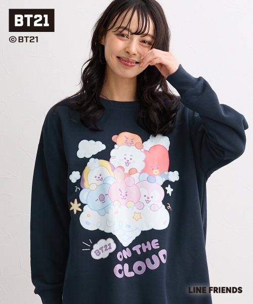 SMILE LAND(スマイルランド)の「【BT21】裏起毛チュニック<大きいサイズ有>(その他トップス・レディース・ライトパープル/ブラック/ネイビー・S-M/L~LL/3L~4L/5L~6L)」の2枚目の写真