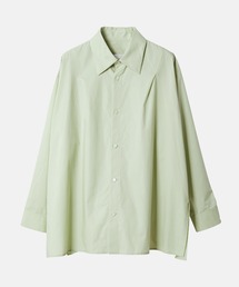 ルシェルブルー シアー シルク 配色 切り替え シャツ 白×グリーン 40 ルシェルブルー シアー シルク 配色 切り替え シャツ 白×グリーン 40