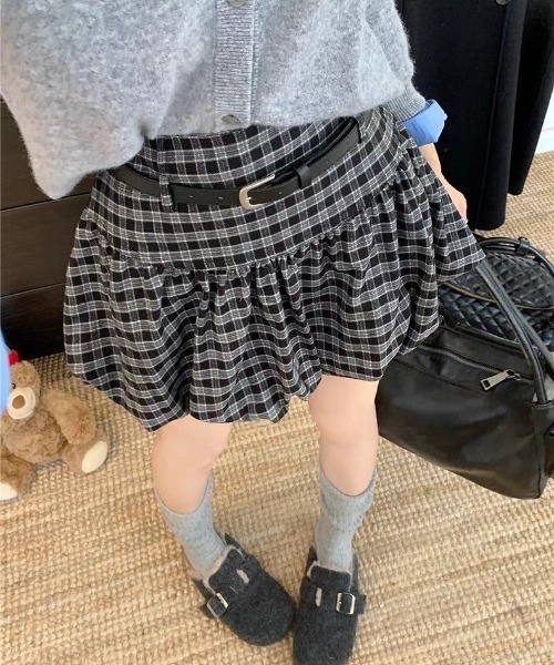 VIBGYOR(ヴィブジョー)の「【LAMPOON】チェックバルーンミニスカート(スカート・レディース・モカ/ブラック・LARGE/MEDIUM)」の5枚目の写真