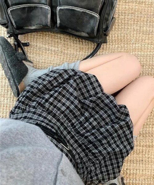 VIBGYOR(ヴィブジョー)の「【LAMPOON】チェックバルーンミニスカート(スカート・レディース・モカ/ブラック・LARGE/MEDIUM)」の6枚目の写真