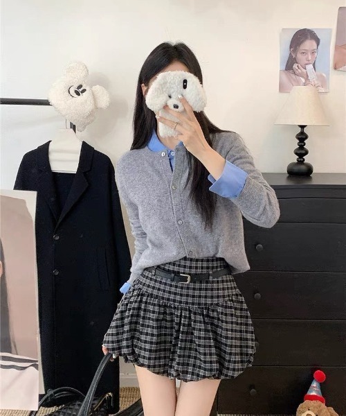 VIBGYOR(ヴィブジョー)の「【LAMPOON】チェックバルーンミニスカート(スカート・レディース・モカ/ブラック・LARGE/MEDIUM)」の8枚目の写真