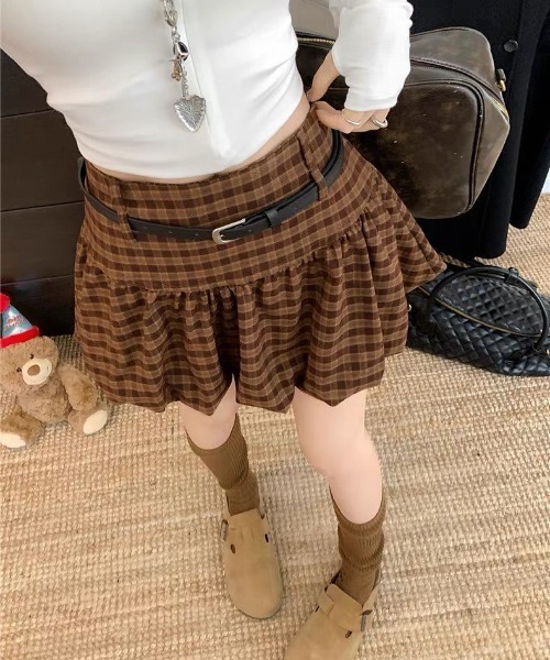VIBGYOR(ヴィブジョー)の「【LAMPOON】チェックバルーンミニスカート(スカート・レディース・モカ/ブラック・LARGE/MEDIUM)」の18枚目の写真
