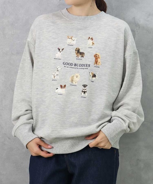 Bleu Bleuet（ブルーブルーエ）の「le petale GOOD BUDDIES DOGスウェット（スウェット・レディース・グレー/アイボリー・FREE）」の2枚目の写真