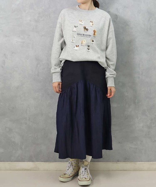 Bleu Bleuet（ブルーブルーエ）の「le petale GOOD BUDDIES DOGスウェット（スウェット・レディース・グレー/アイボリー・FREE）」の16枚目の写真