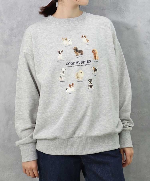 Bleu Bleuet（ブルーブルーエ）の「le petale GOOD BUDDIES DOGスウェット（スウェット・レディース・グレー/アイボリー・FREE）」の15枚目の写真